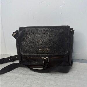 KATE SPADE Zip Flap Jackson Leather Crossbody Bag Black